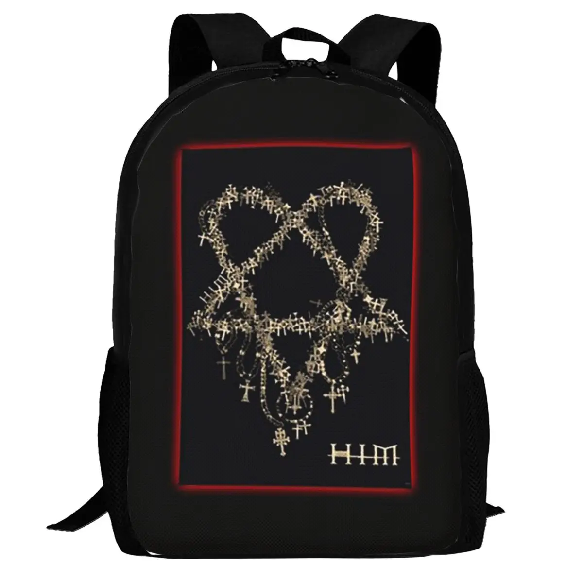 

Heartagram Him Music Band Logo Backpack Daypack Large Capacity Children BookBag School Bag Shoulder Bags for Men Women