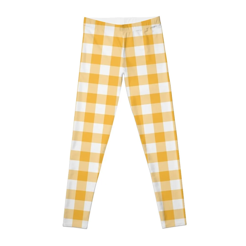 

Yellow gingham Leggings Jogger pants Leginsy push up Women's fitness Womens Leggings