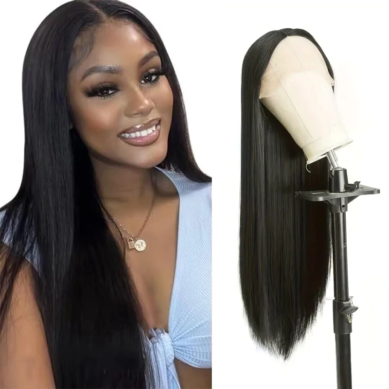 

13*4*1 lace front wig, women's lace front wig, black long straight wig, synthetic heat resistant lace wig