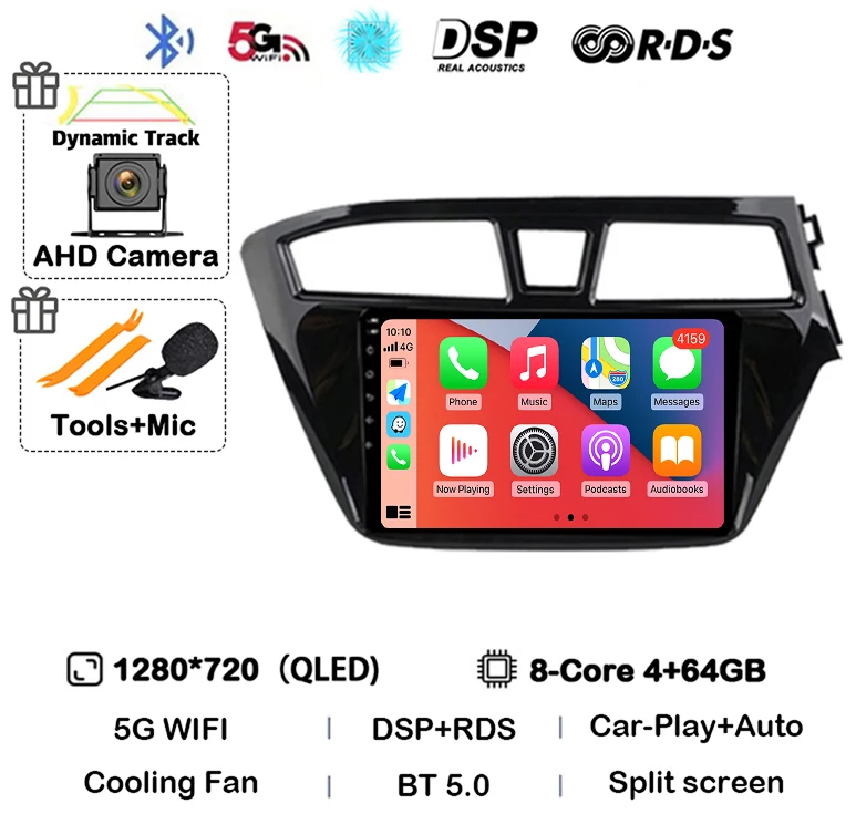 Android 16 Carplay Auto WIFI+4G For Hyundai I20 RHD 2015 2016 2017 2018 Car Radio Multimedia Player Stereo Head Unit 2din Audio image 3