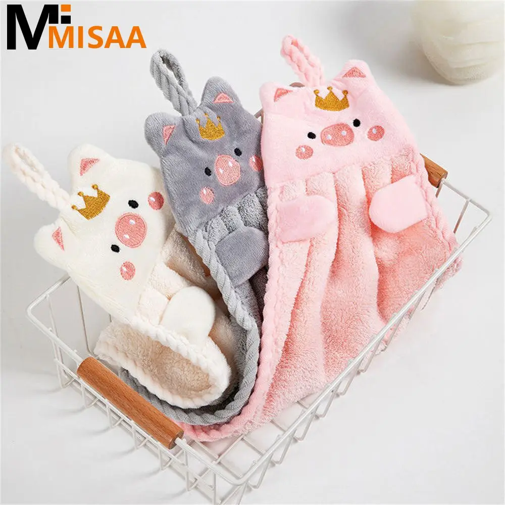 Coral Velvet Handkerchief Skin-friendly Comfort Fast Water Absorption Lovable Hanging Absorbent Towels Cartoon Shop Cloth Hang