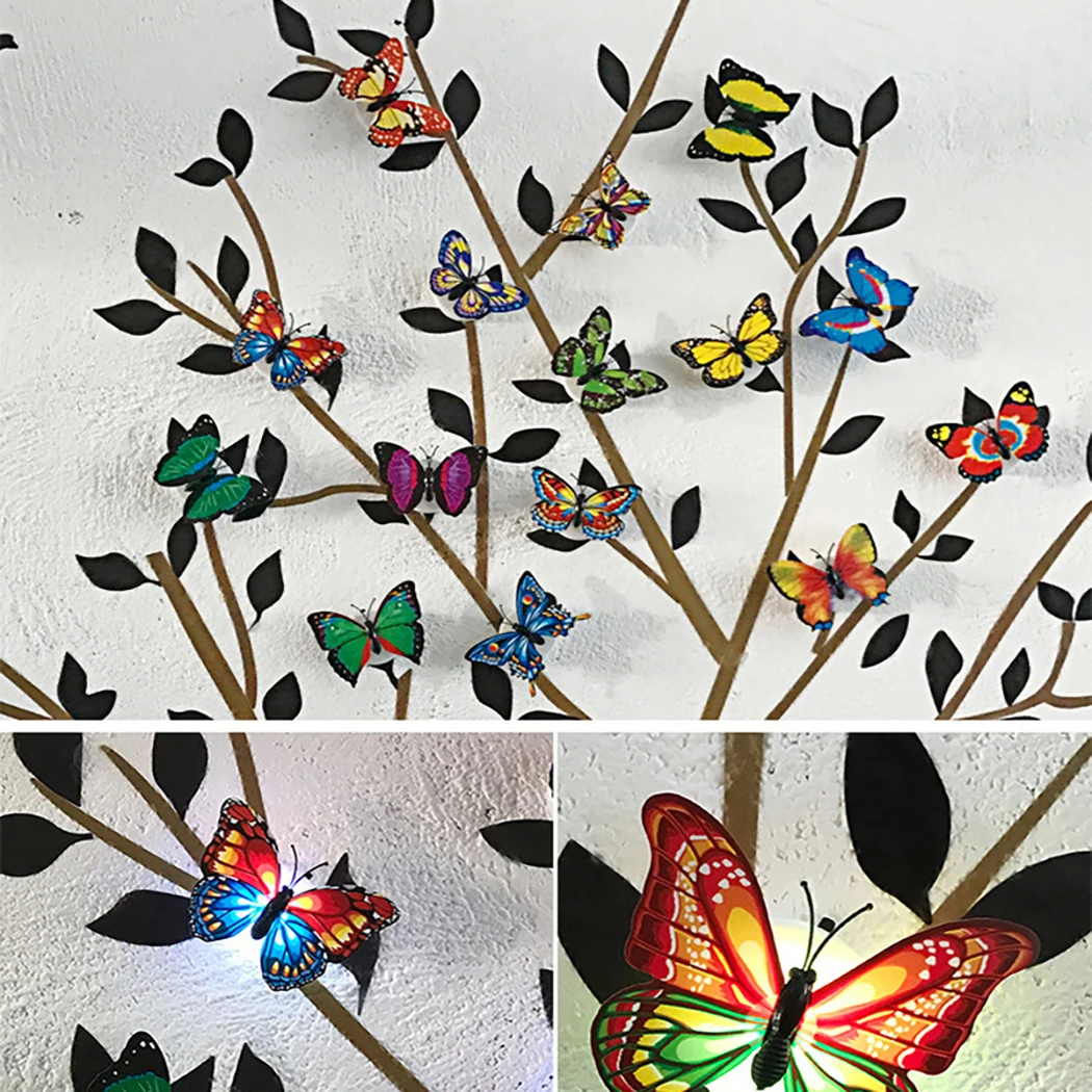 30Pcs/Set Butterfly Wall Sticker Lighted Cute Wall Decal Mural Sticker Decor LED Luminous Butterfly Light Nightlamp Bedside Lamp