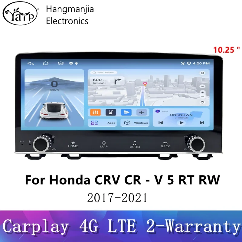 Autoradio navigazione GPS Android 14 per Honda CRV 2017-2021 lettore Video multimediale Wireless Carplay 4G LTE Radio android