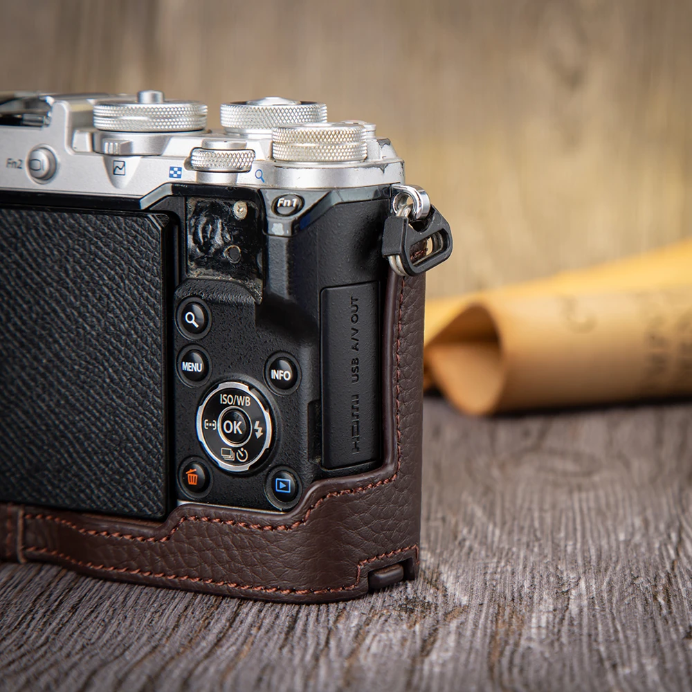 Pokrowiec F do etui OLYMPUS PEN-F Etui ochronne Skórzana torba na aparat Półetui z prawdziwej skóry Akcesoria fotograficzne