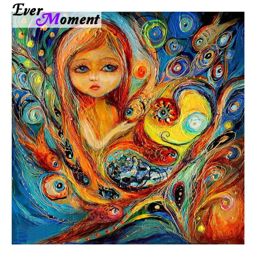 

Алмазная картина Ever Moment для девочек, мозаика, полная квадратная дрель, картина со стразами, алмазная вышивка, украшение для дома ASF1454