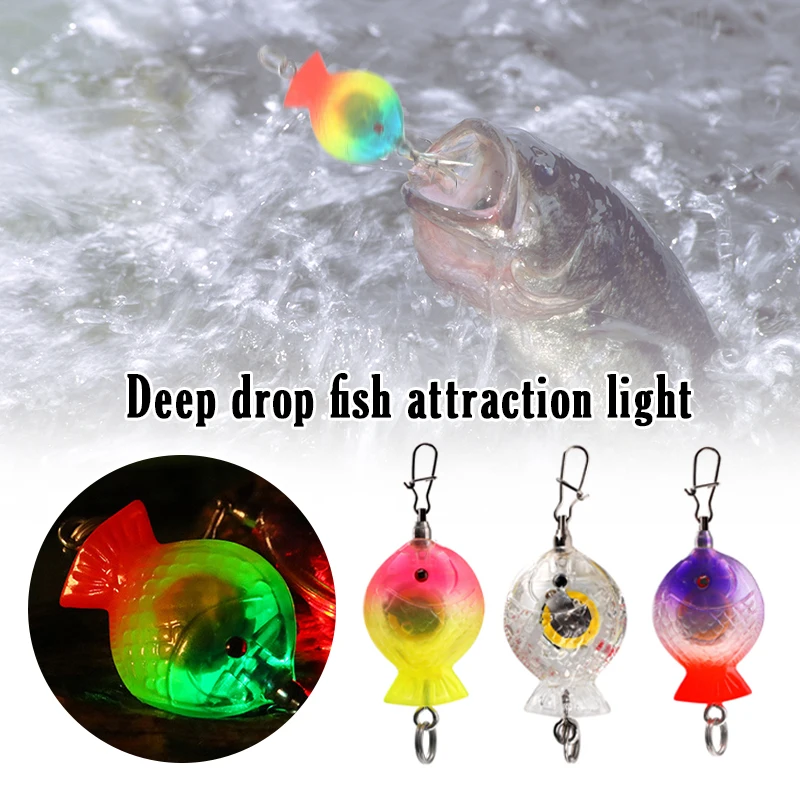 Deep Drop Fish Attraction LED Lamp, Underwater Colorful Flashing, Clear Squid Lure, Bait Light, Attracting Fishing Tackle