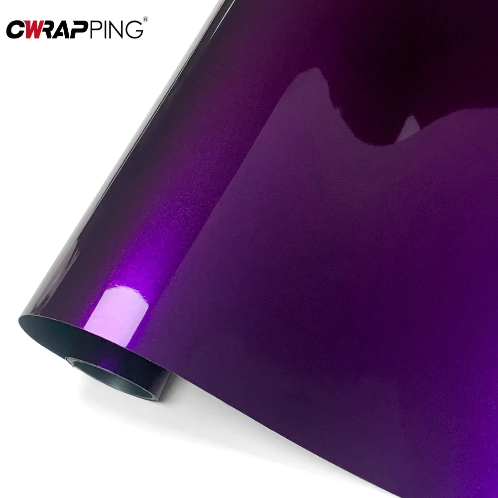 PET Stickers for Car Adhesive Film Air Release Waterproof Purple Car Wrapping Sticker Automotive Vinyl Body Covering Accessories