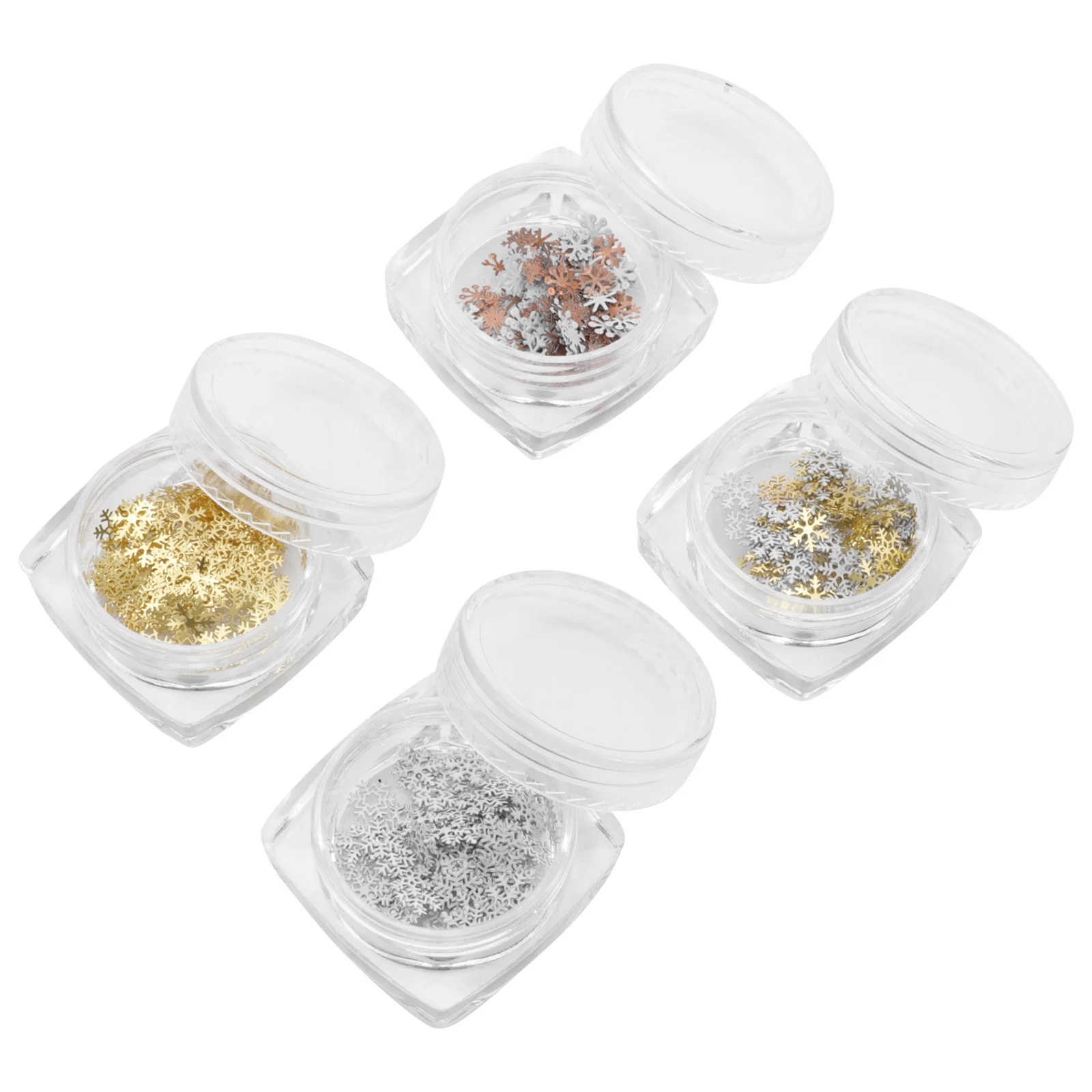 4 صناديق ملصقات أظافر عيد الميلاد ندفة الثلج تصميم معدني مسمار ديكور فني للنساء DIY مانيكير لوازم ملصقات معدنية #1