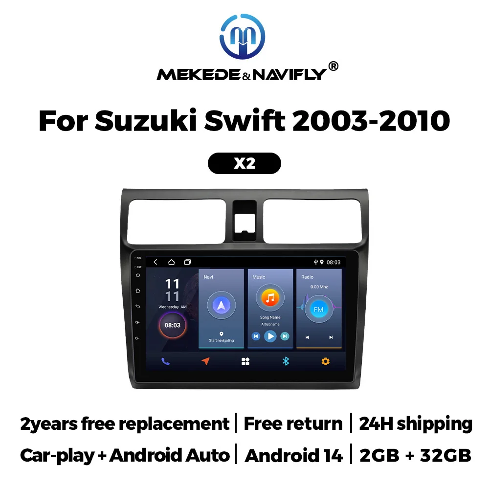 NEW 2025 10Inch Screen Android 14 For Suzuki Swift 2003 -2010 Wireless CarPlay Android Auto Car Radio Multimedia Player GPS Navi