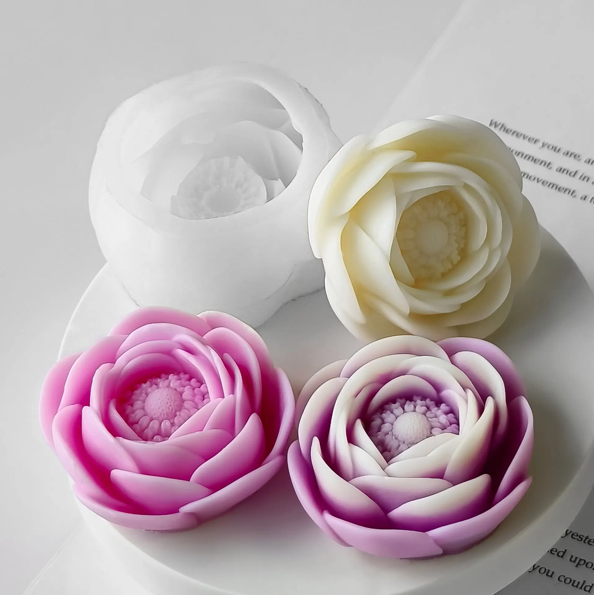 

Lotus Aromatherapy Candle Silicone Mold DIY Flower Handmade Soap Plaster Ornament Aromatherapy Gypsum Decoration Mold