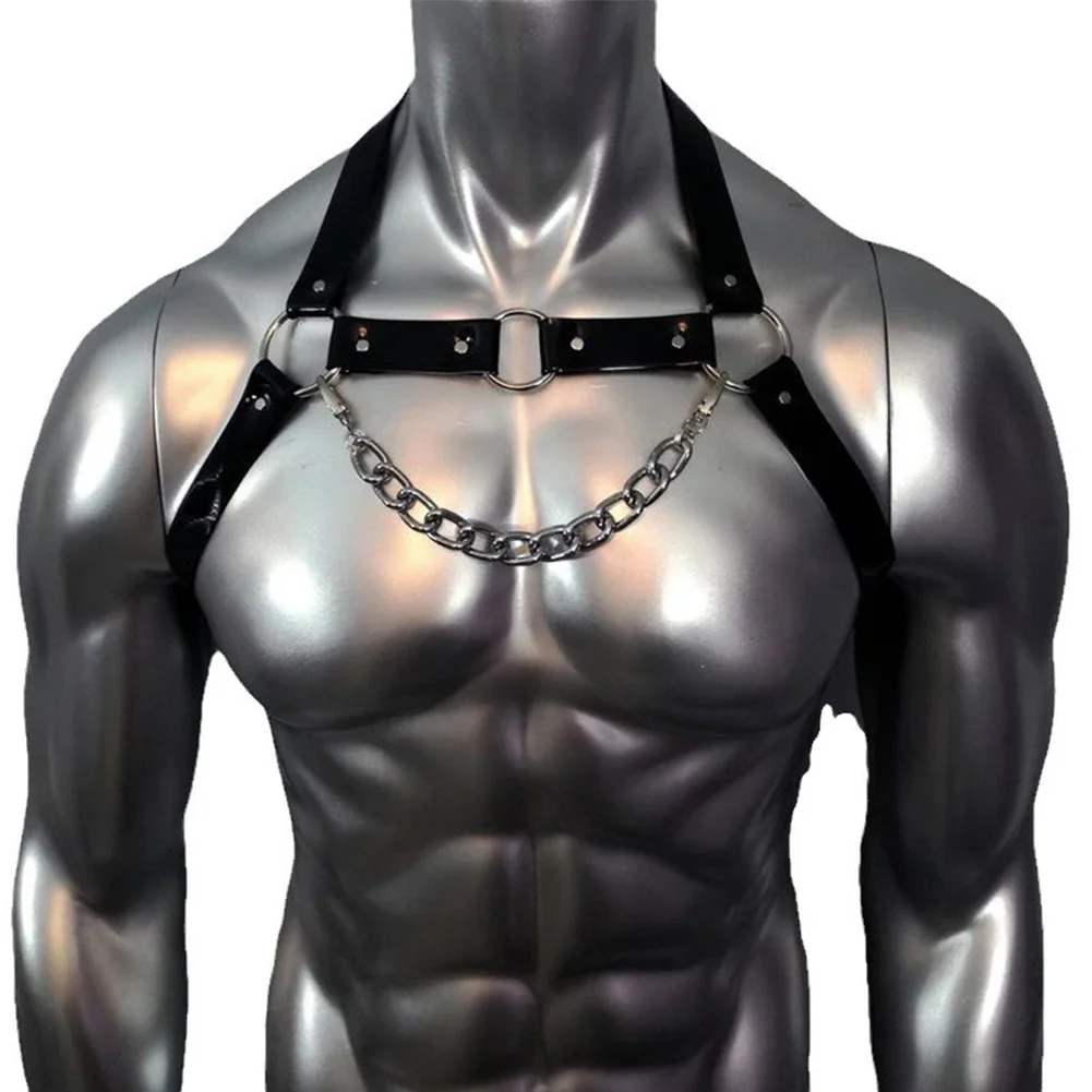 Mens PU Leather Chest Harness Clothing Accessories Bondage Body Harness Straps Punk Body Chest Belts Punk Fancy Costume Solid