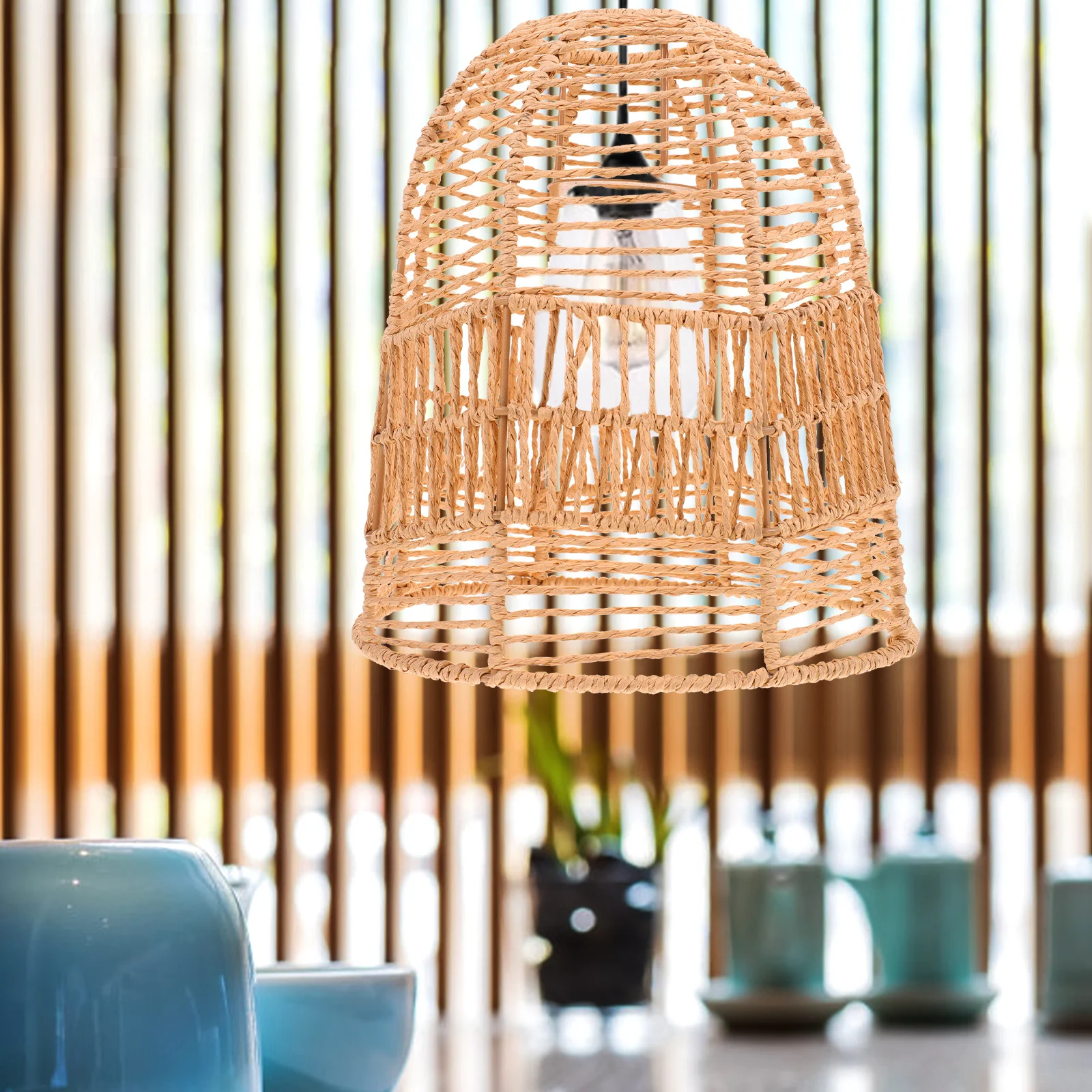 

Imitation Rattan Woven Light Cover Lampshade Lampshade Hand Woven Pendant Light Cover Warm Decor Simple Design