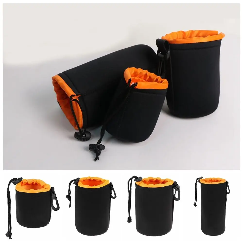 Thickening Neoprene Camera Lens Pouch Bag S/M/L/XL Plush Neoprene Lens Bag Orange Storage Waterproof Lens Bag Nikon