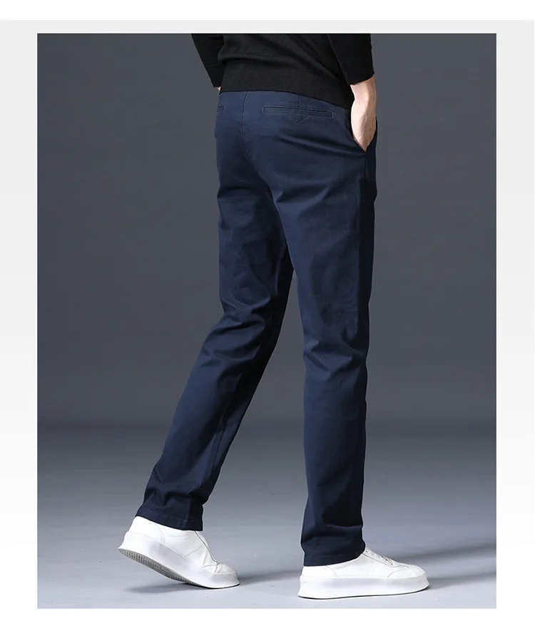 Printemps été mince pantalons décontractés hommes droit noir pantalon coton affaires coupe ajustée mode pantalon pour homme grande Size28-40