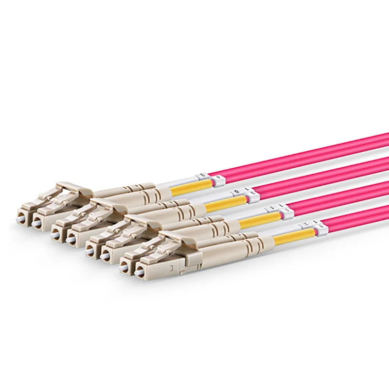 ADOP for MTP® Female to 4 LC UPC Duplex 8 Fibers Type B Plenum (OFNP) OM4 50/125 Multimode Elite Breakout Cable, Magenta