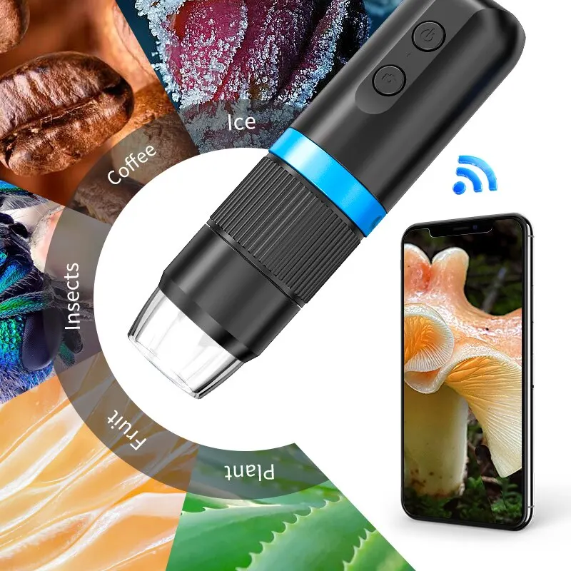 Wireless Digital Microscope For Kids Adults 50X-1000X Handheld Microscope with Adjustable Stand For iPhone iPad Samsung Android