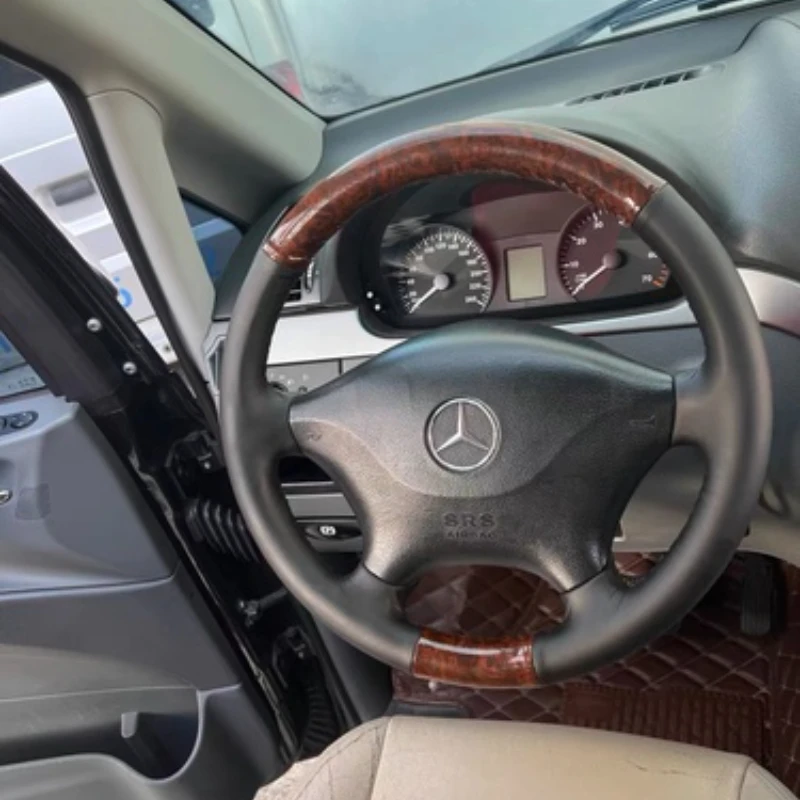 For Mercedes Benz V Class 260L Vito viano Sprinter DIY Custom Leather Walnut like Hand Sewn Steering Wheel Cover Car interior