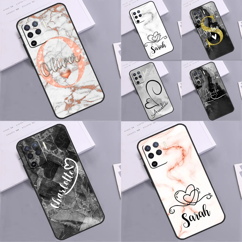 PERSONALISED Marble custom name Case For OPPO A78 A98 A58 A96 A76 A16 A17 A15 A5 A9 A54 A74 A94 A52 A72 A93 A53 A57S Cover