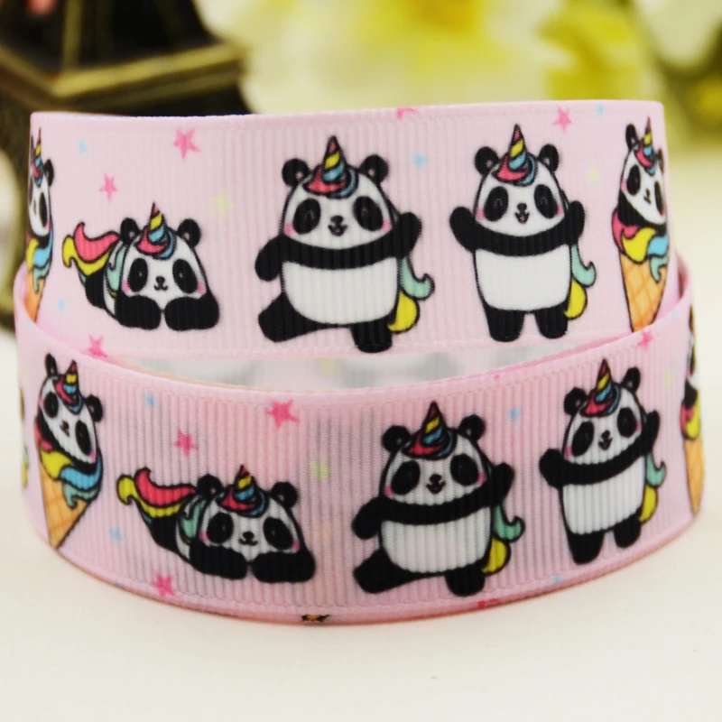 22mm 25mm 38mm 75mm Panda Cartoon gedruckt Ripsband party dekoration 10 Yards X-04951