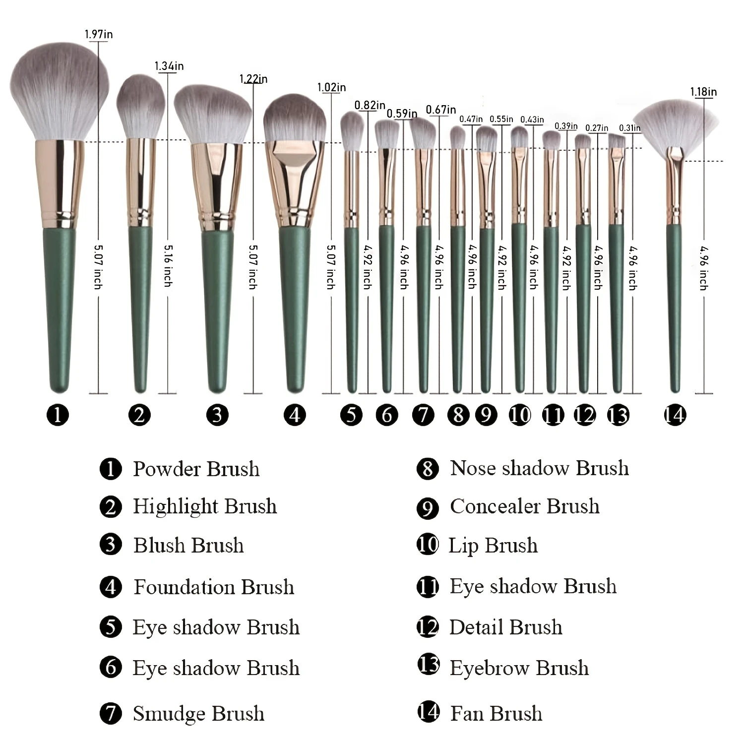 14pcs Makeup Brush Set Synthetic Makeup Brushes Travel Set With PU Bag Brochas de maquillaje Eyebrow mapping tool Brow Blush Bbl