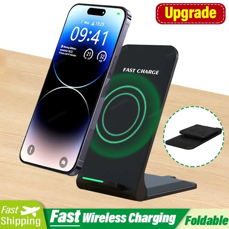 Wireless Charger Stand Pad for iPhone 15 14 13 12 Pro Samsung Xiaomi Phone Chargers Induction Fast Charging Dock Station Holder