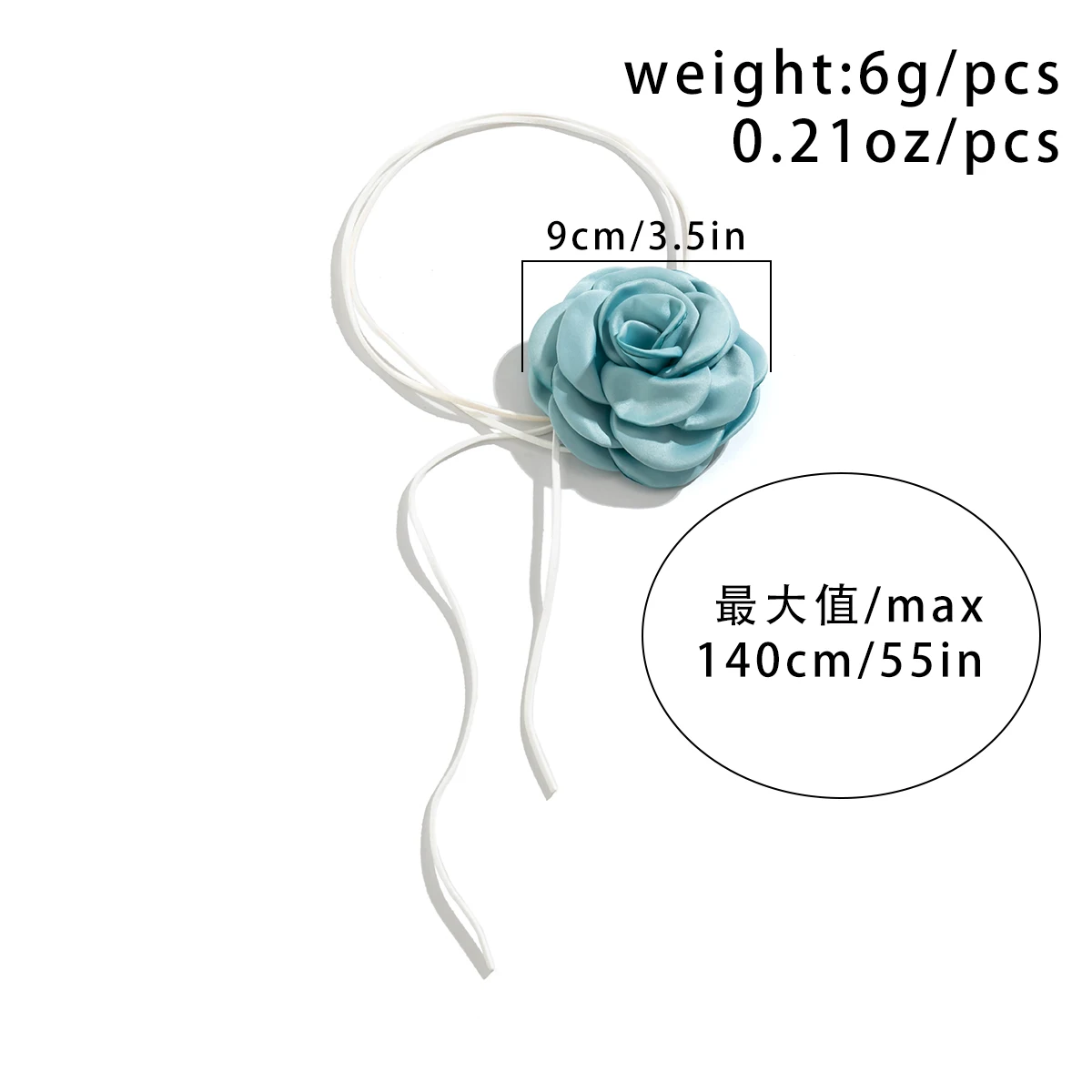 Elegant Large Fluffy Fabric Flower Choker Necklace for Women Trendy Long Lace Up Rope Chian Necklace Collar 2023 Fashion Jewelry