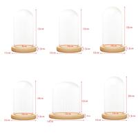 Clear Dome With Wooden Base Tabletop Display Glass Cover Dry Flower Ornaments Craft Dust Bell Jar Terrarium Landscape Vase