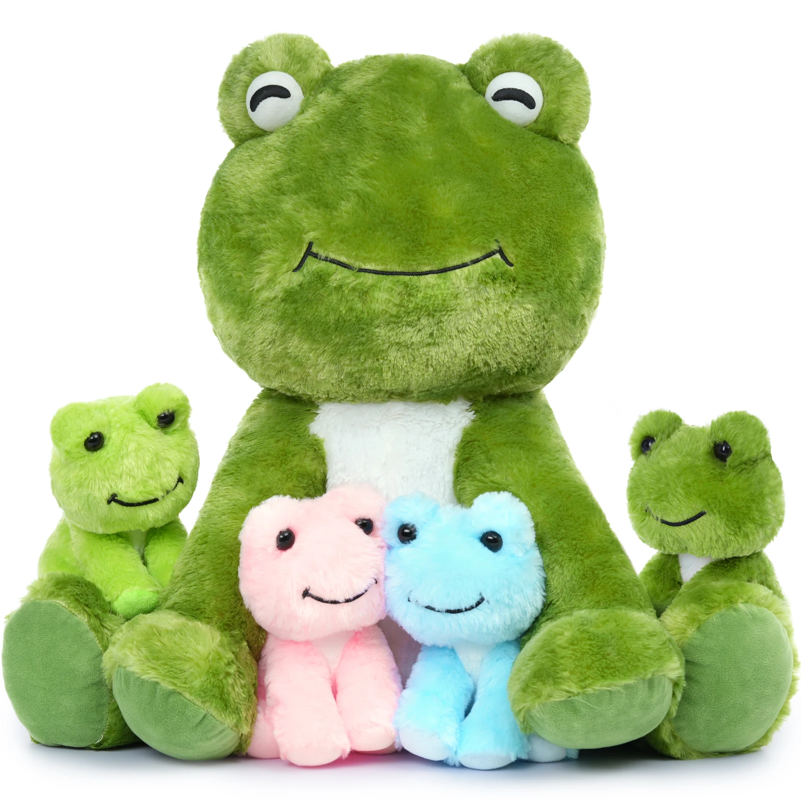 

Tezituor 5 шт. большие лягушки, плюшевые игрушки, 20-дюймовая большая мама, мягкая лягушка с 4 милыми детскими лягушками, мягкий набор