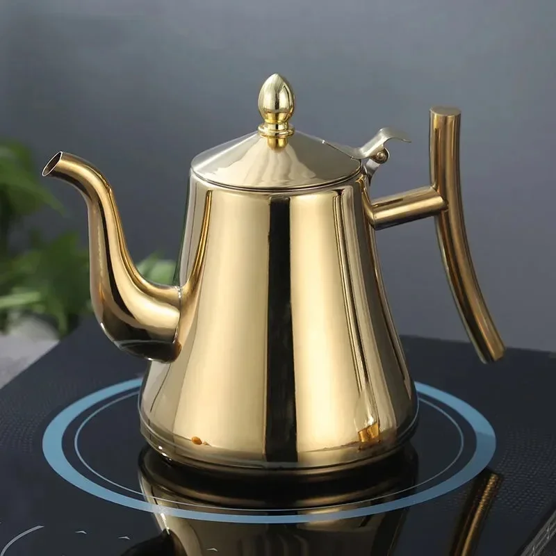 1L/1.5L Gold Teapot with Infuser Stainless Steel Water Kettle Tea pot Polish Fashion Durable Coffee Cold Water Pot Home Tea Tool