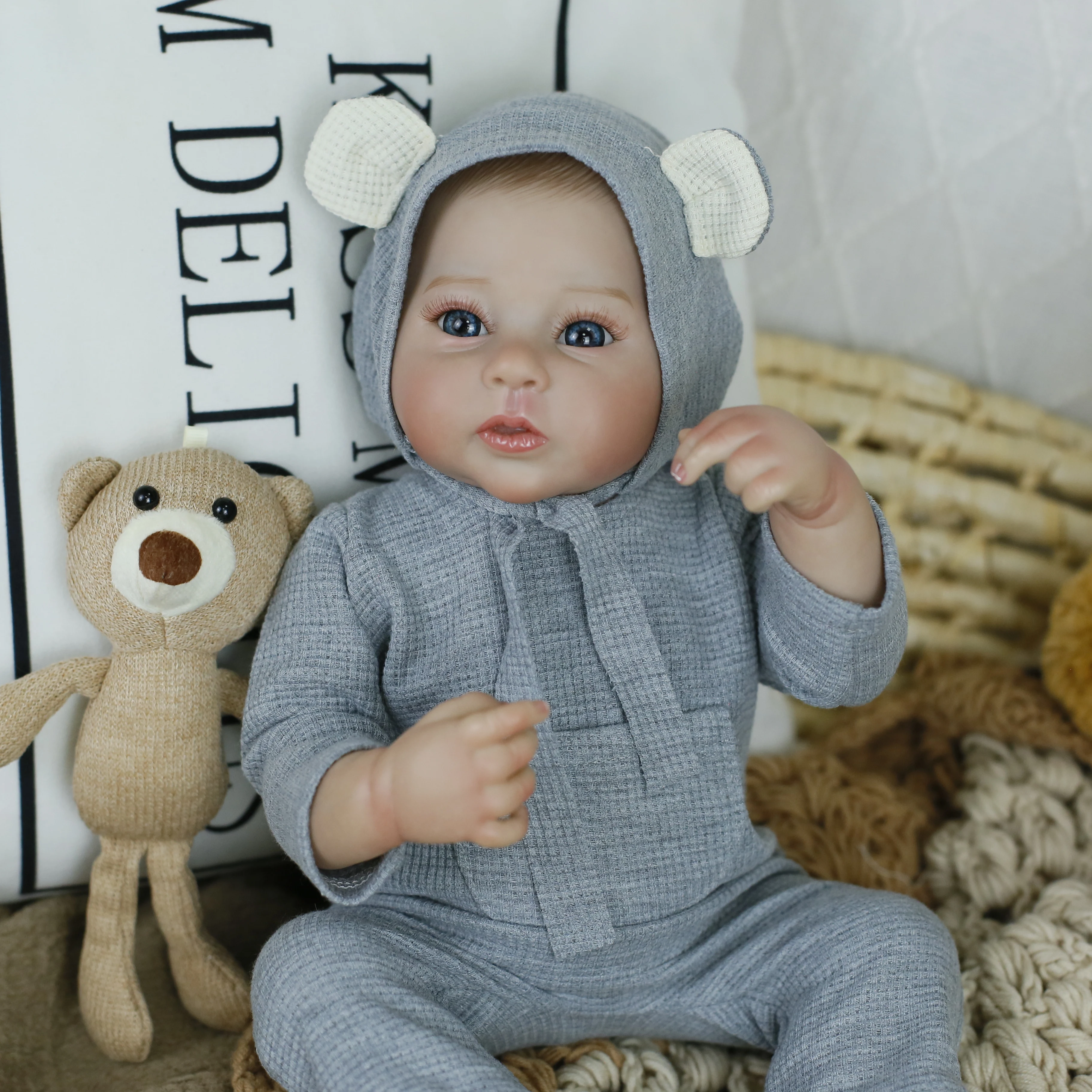 18インチ 45cm 3Dペイント リボーンドール シリコンビニール製 リアルなベビードール 手作り リボーンドール アクセサリー付き ギフトセット