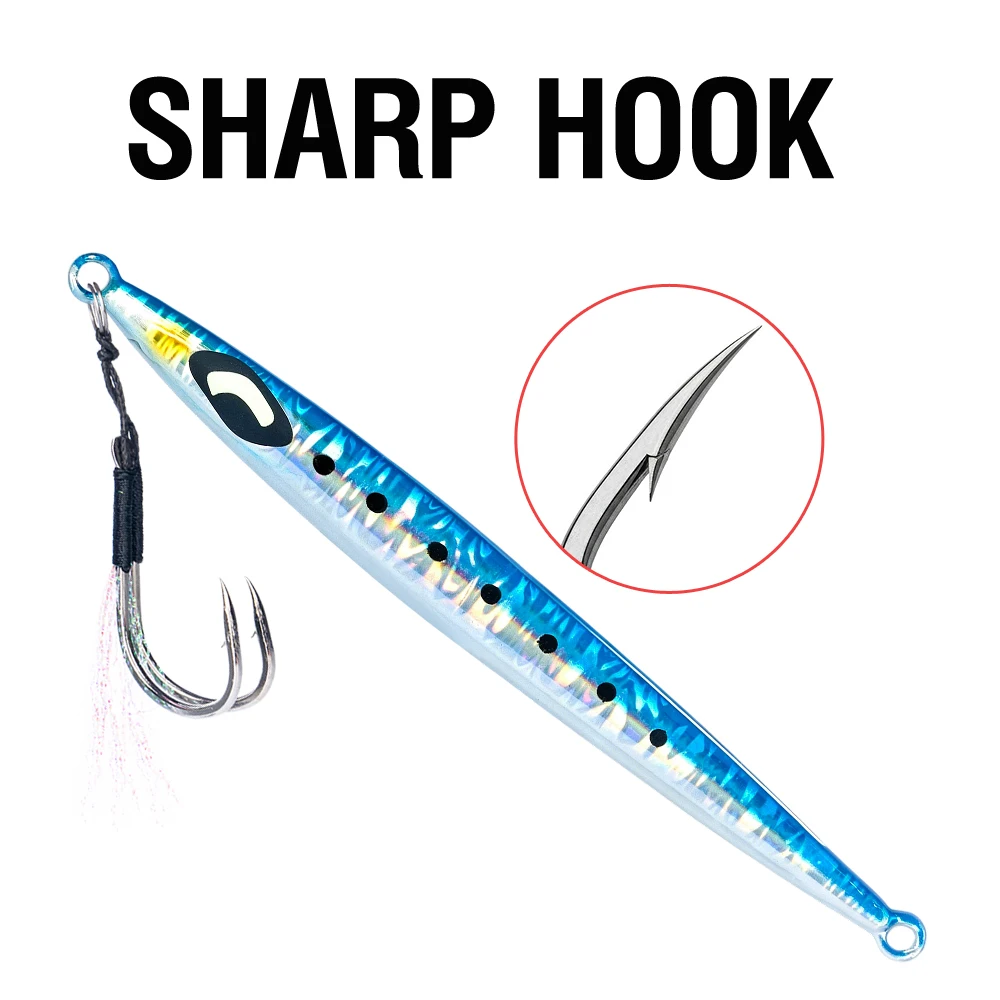 1 Stück Metall-Jig-Angelköder 30g-90g Leuchtender Halbmond-Augenköder Künstlicher Hartköder für Tenggiri Barracuda Meeresfischerei – Detail 8