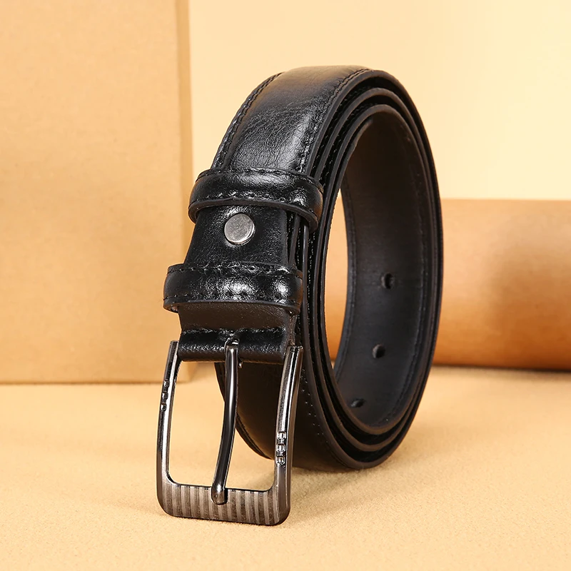 Authentic Luxury Men\'s Leather Jeans women and men Belt with pin bkucle Durable Stitching fashion Business belts for men