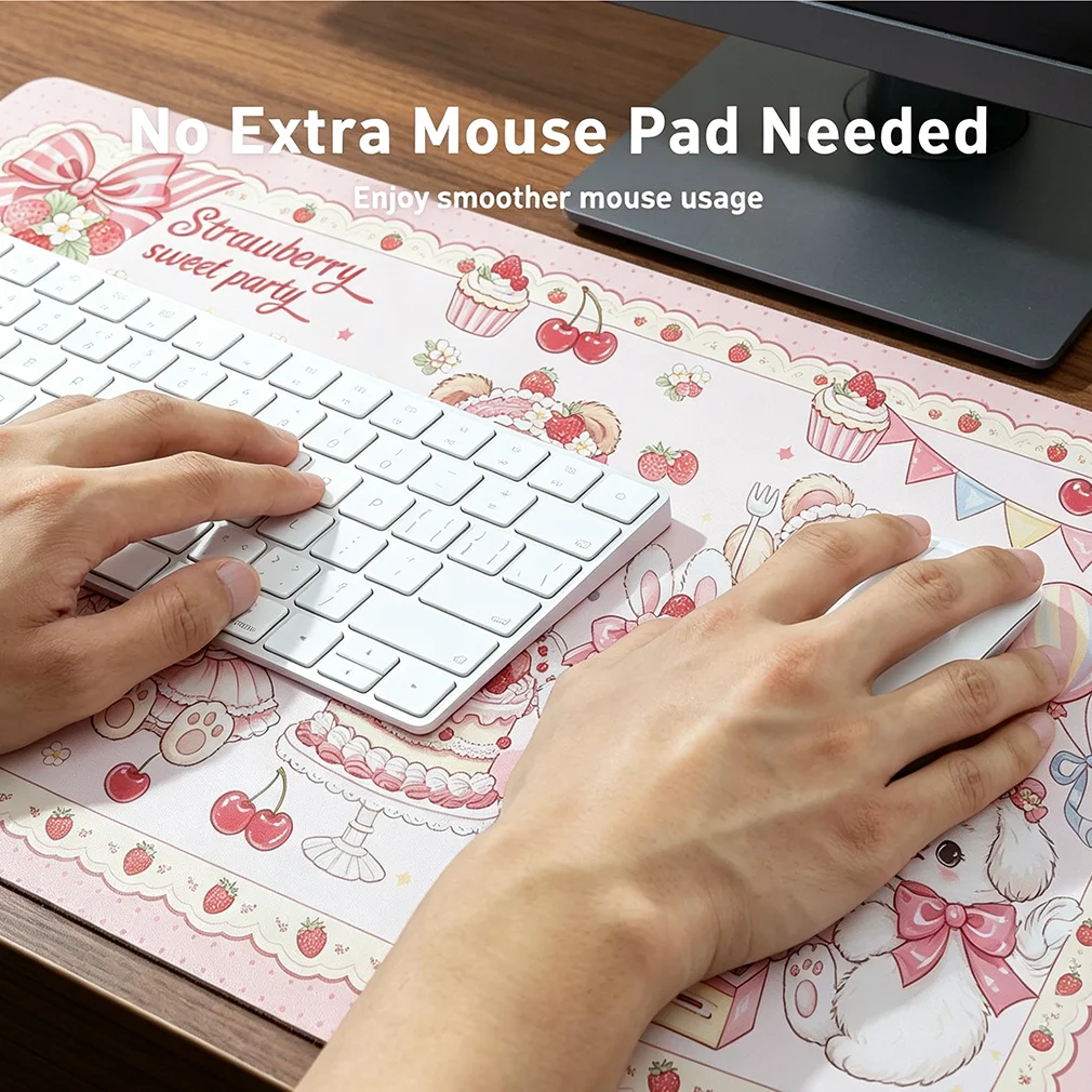 Pink Strawberry Floral Bunny B - đánh giá và giá Leather Desk Pad