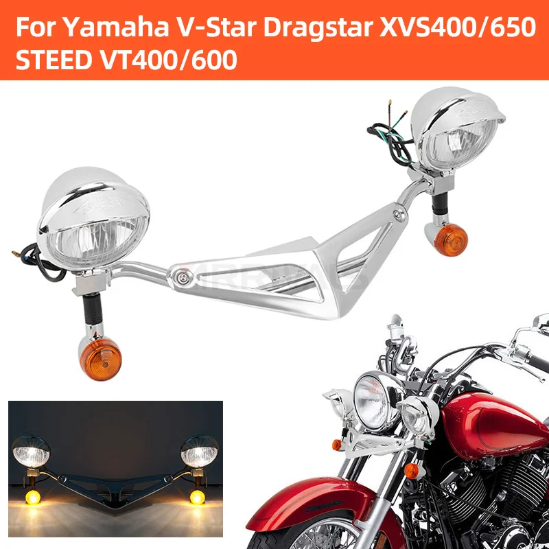 Motorcycle Passing Turn Signals Driving Spotlight Fog Light For Honda VT 400 600 CD For Yamaha V-S0tar 400 XVS 650 DragStar 400