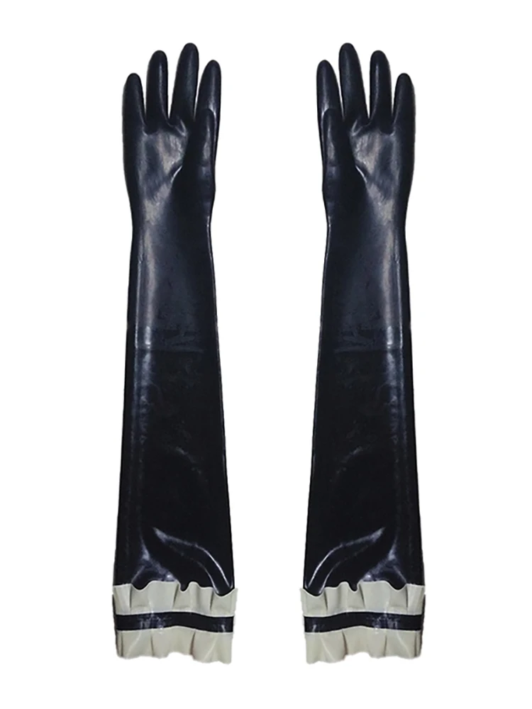 Latex Long  Gloves full cover hands Frills color  Seamless finger and custom-made Ruffles