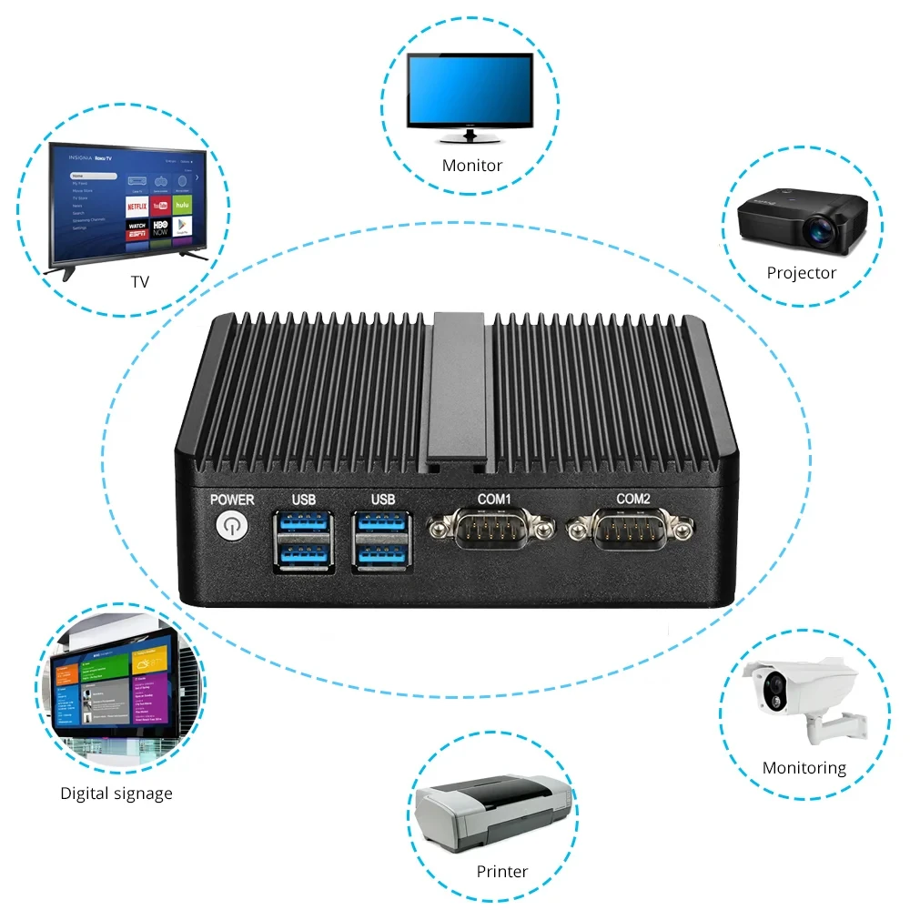 Intel Core I3-5005U Mini PC Barebone Dual LAN 2xRS232/485 4xUSB Support WiFi Linux Computer for Industrial Windows10Pro Ready