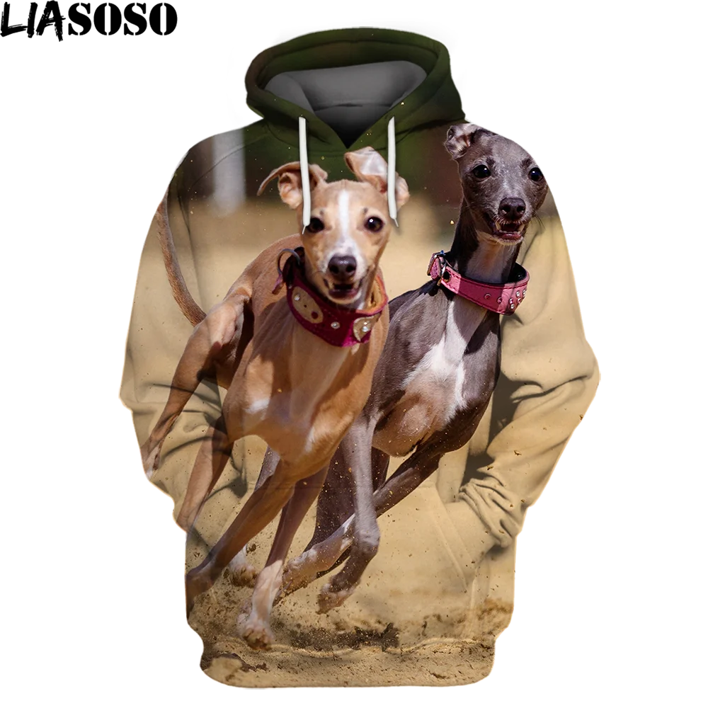 LIASOSO 3D Printed Hoodies Retro Style Cute Animal Multi Pattern Clothes Casual Greyhound Racing Dog Polyester Fun Sportswear