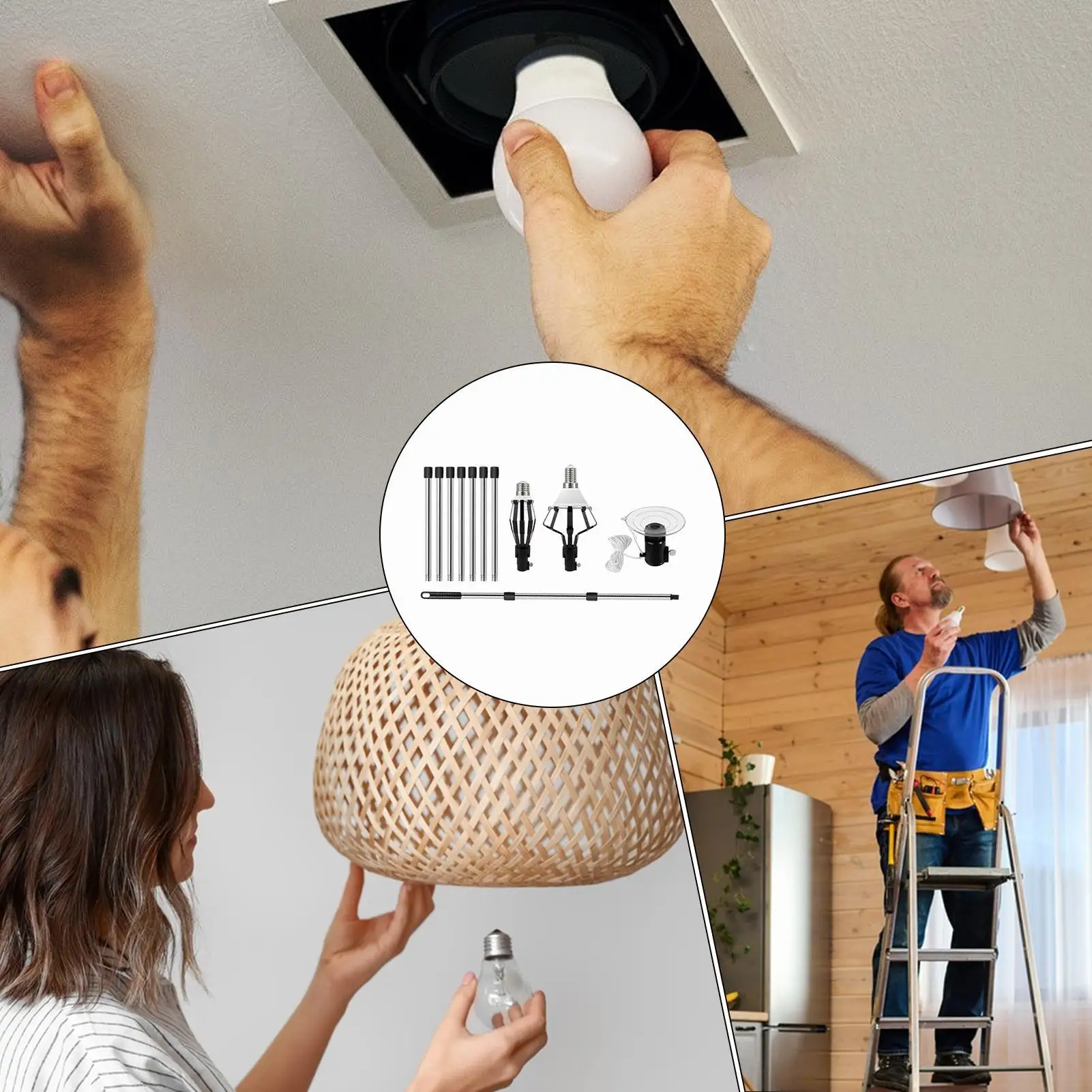 

Light Bulb Changer 13FT Household Light Removal Tool With Basket And Suction Cup Telescopic Bulb Changer For Indoor Chandelier