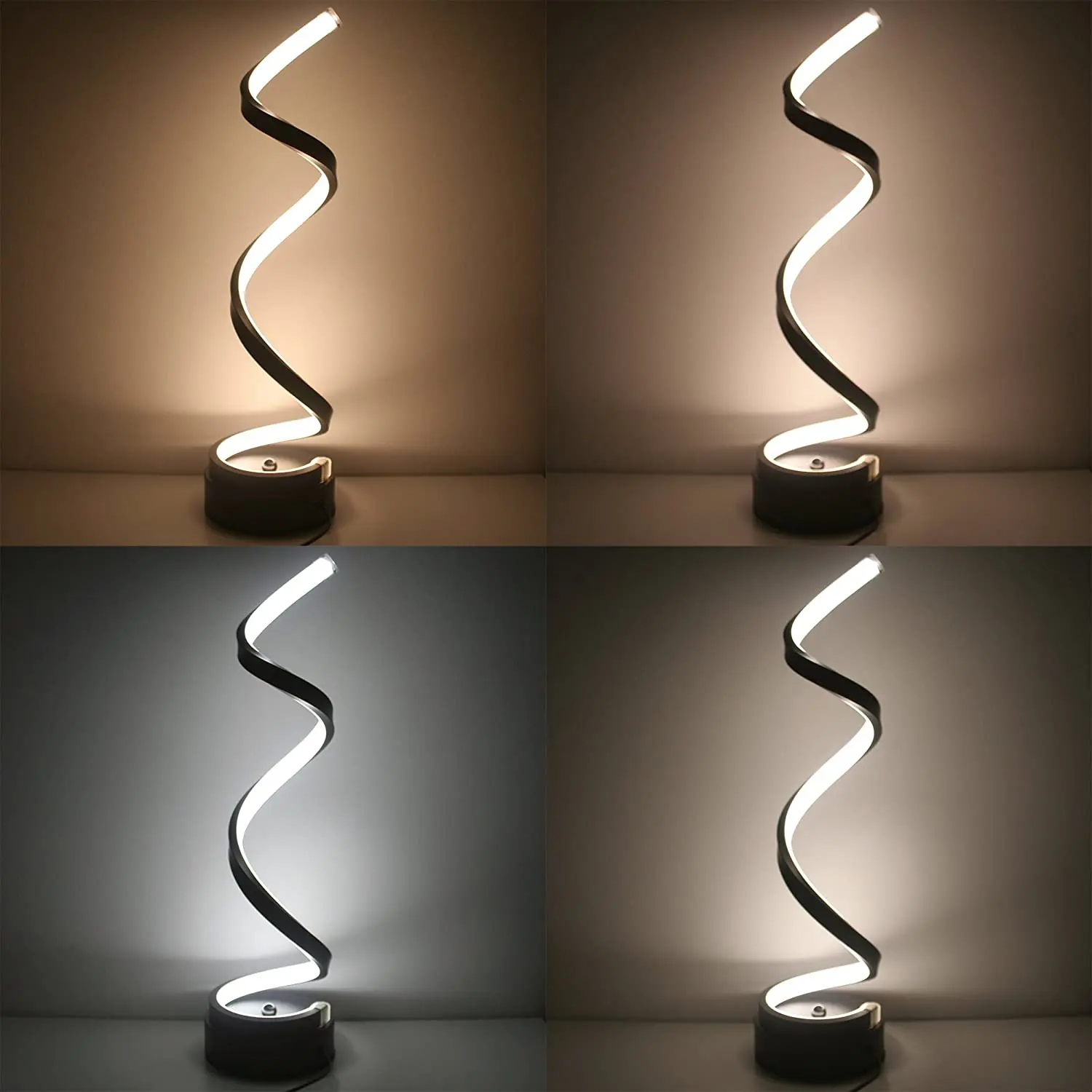 LENIVER LED Table Lamp, Modern Minimalist Dimmable Spiral Table Lamp, 12W 3 Color Bedside Lamp Desk Light for Bedroom