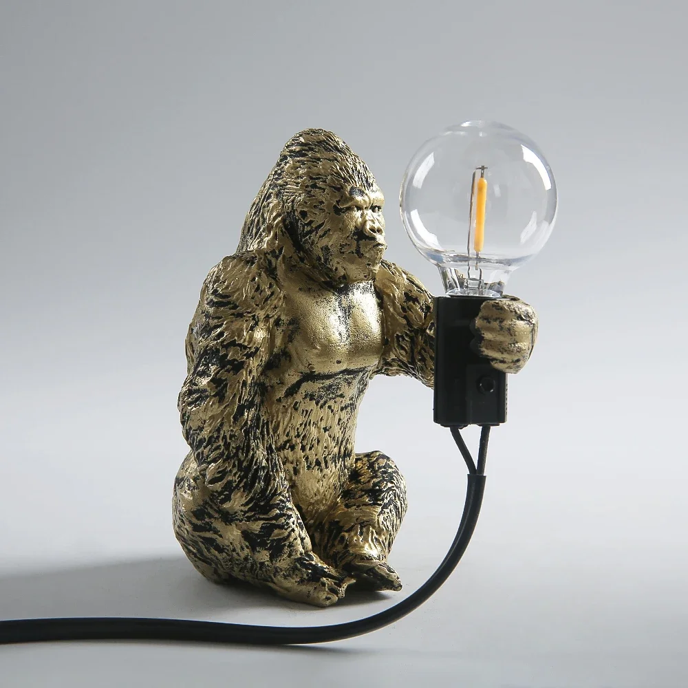 Design King Kong lamp Resin Animal Gorilla Table Lamps Mini Gorilla ornaments Cute LED lights craft Home Decor Luminaire