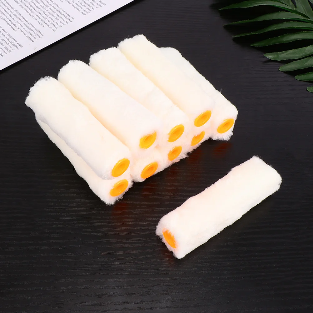 

10 pcs 4 Inch Paint Roller Covers 37Cm Handle Wall Paint Roller Reusable Shed Resistant For Home Office Decorative Painting
