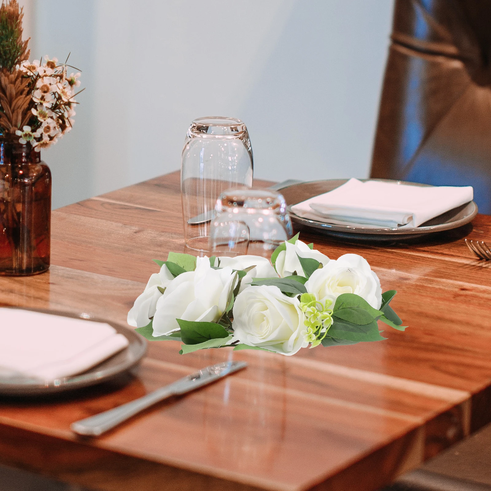 

Eucalyptus C Artificial Leaf Wreath PE Material Wedding Decor Floral Ring Winter C Pillars Christmas Party