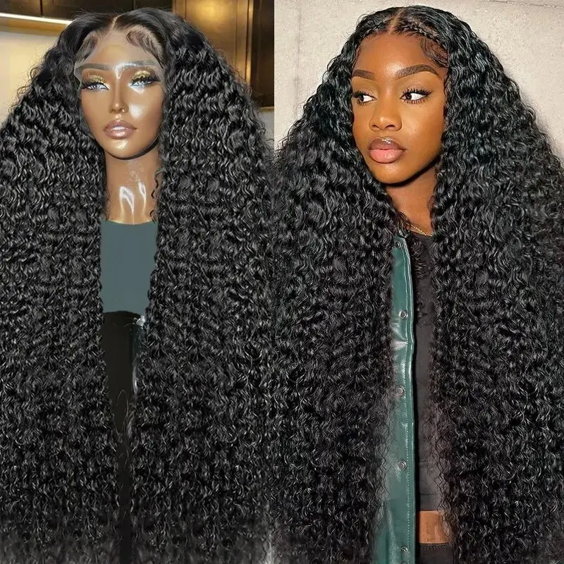 180 Density 13x6 HD Lace Front Wig Deep Wave Natural Black 22 Inch 13X4 Human Hair Curls High Quality Glueless Wigs for Women