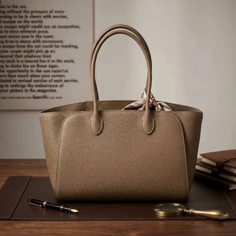 

Women Large Capacity Tote Bag Premium Layer Genuine Leather High Texture Versatile Commuter Handbag Multi-scene Daily Handbag
