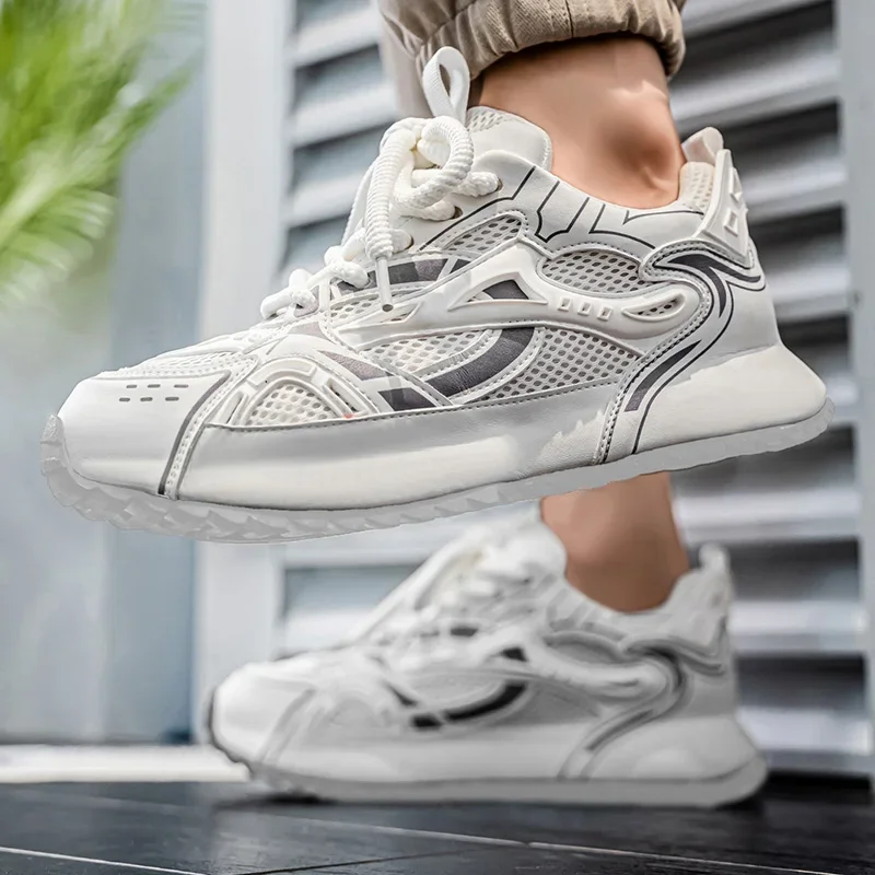 

LiveDay Men's Mesh Casual Sports Shoes Breathable Running Sneakers Summer 2025 Fashion Thick Sole Comfortable Board Shoes
