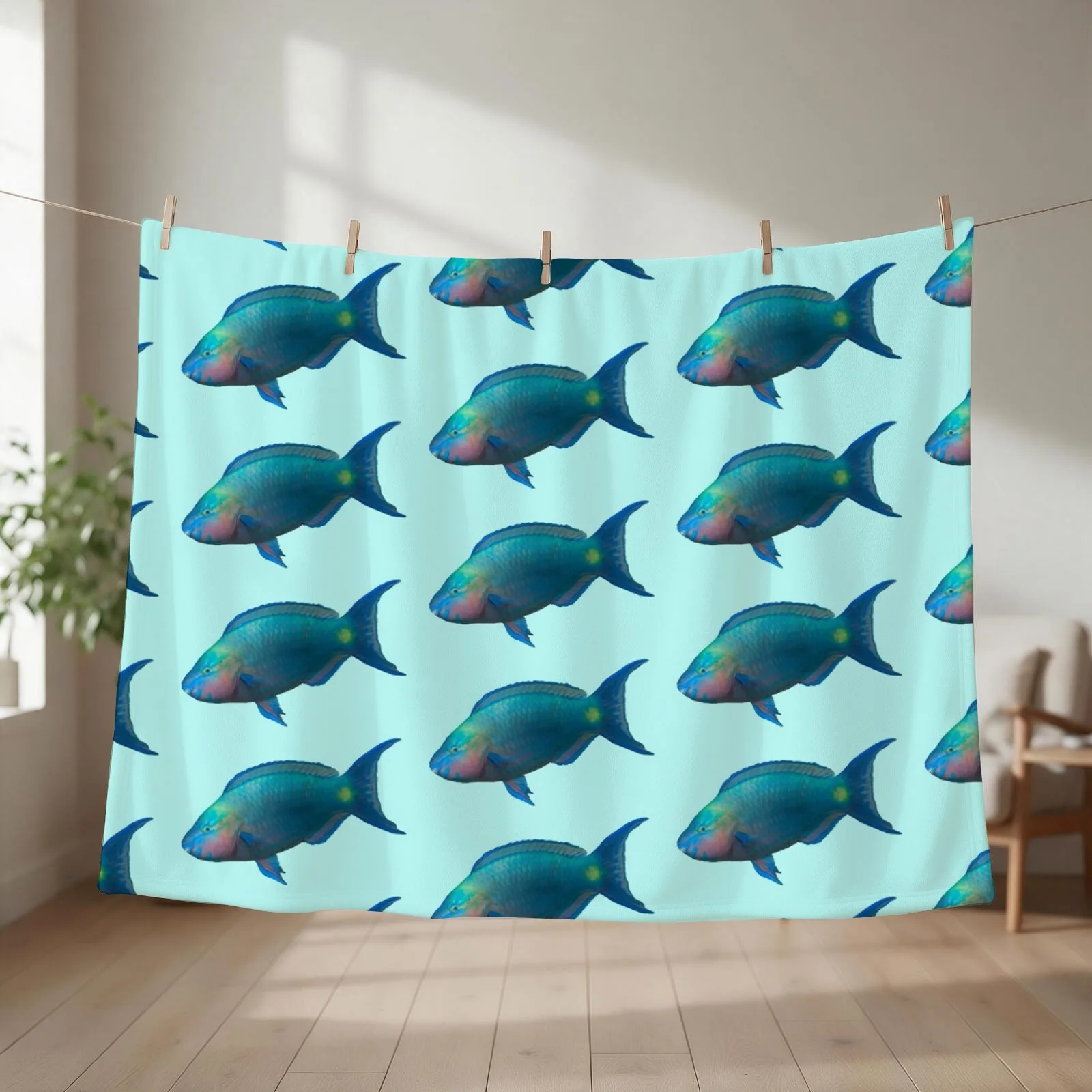 Thrive - Couverture en flanelle à motifs de poissons-papillon, idéale pour les enfants, pour l’été, pour décorer le lit ou le canapé.