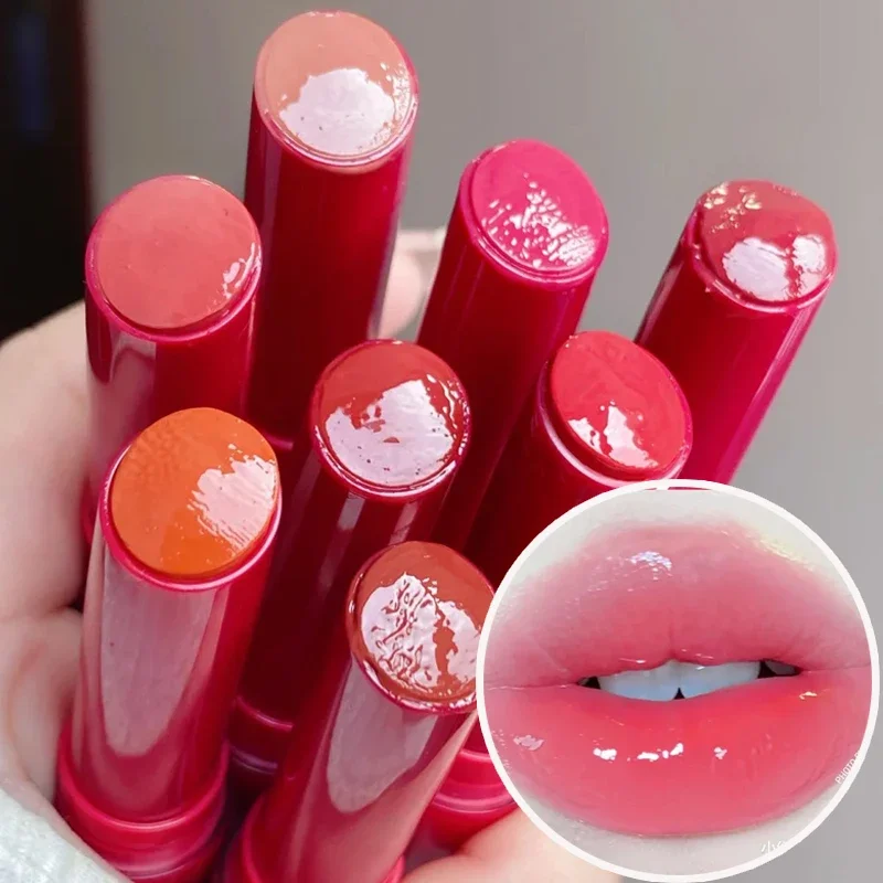 Jelly Lip Glaze Batom, Espelho Hidratante, Água Luz, Lip Gloss Sólido, Chá De Vidro Vermelho Marrom, Tint Maquiagem Cosméticos, Novo, 8 Cores