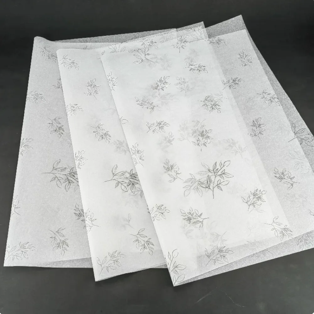 50 Sheets of 17G Plain White and Quiet Black Leaf-patterned Wrapping Paper With Korean Style Minimalist Gift Packaging Paper