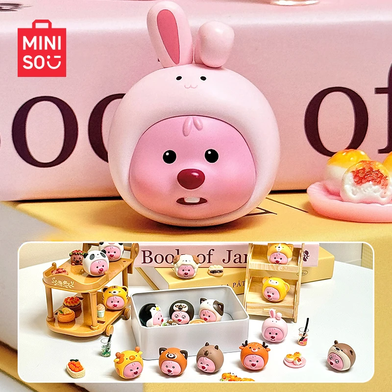 

Миниатюрная игрушка MINISO из серии Loopy, головной убор в виде животного, шторка, кавайная декоративная кукла, модель, украшения, детские игрушки, подарок на день рождения