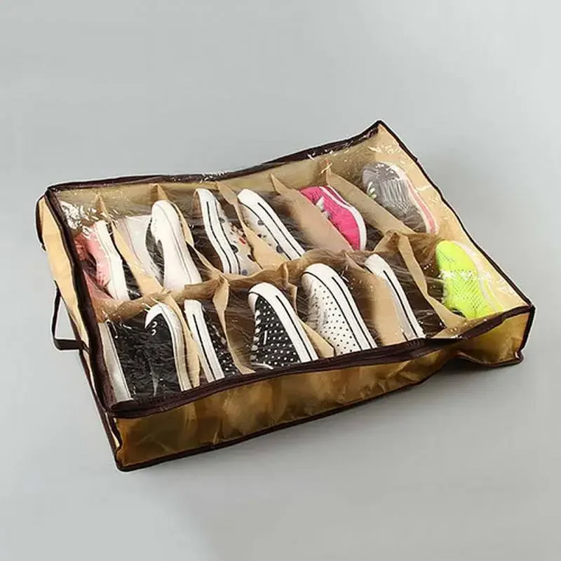 1PC Shoes Bag Shoe Tidy Under Bed Storage Storer Storage Boxes12pair/bag Zip Box Shoes Bag Non-Woven Box Shoe Storage Bag